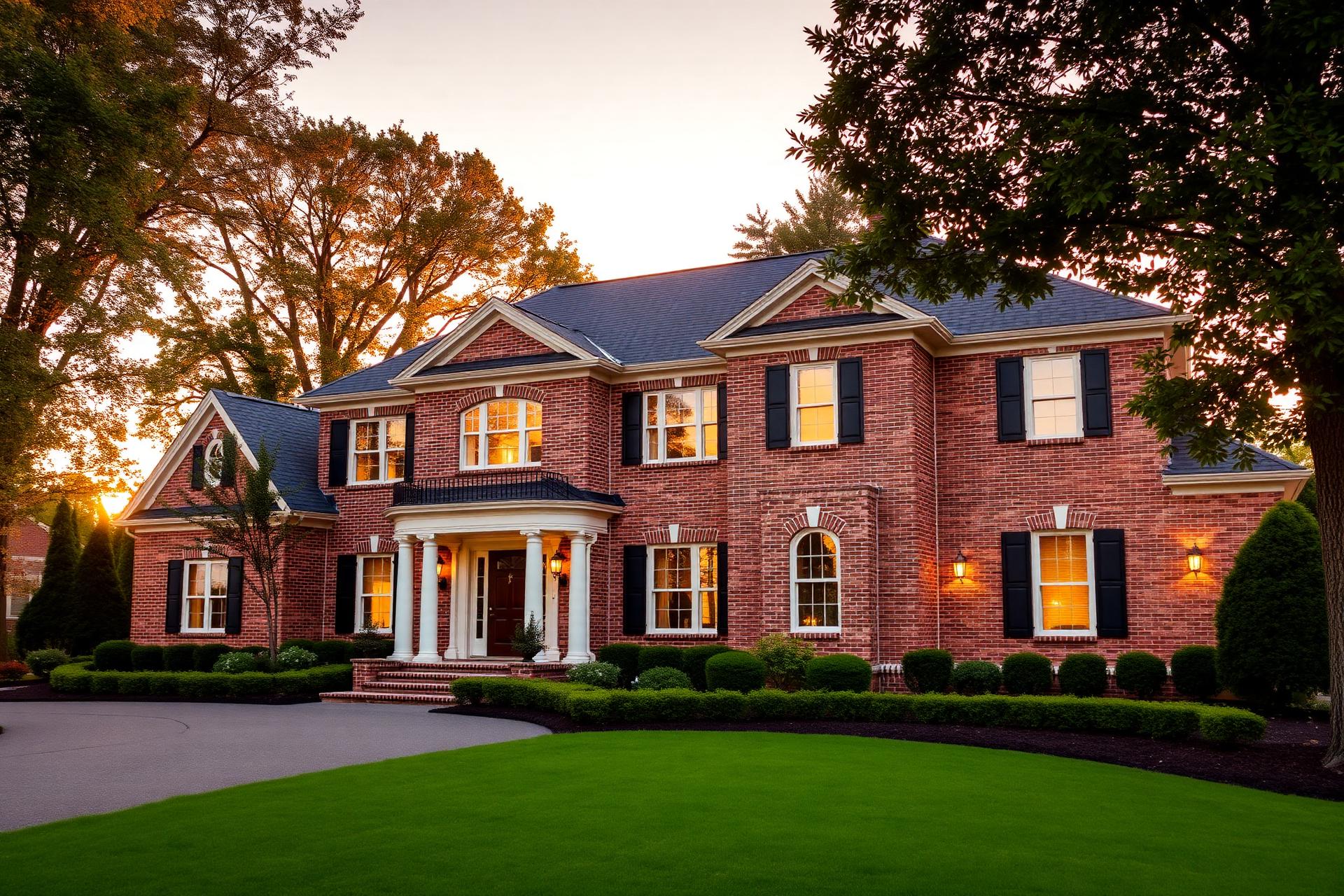 Luxury Maryland home at golden hour
